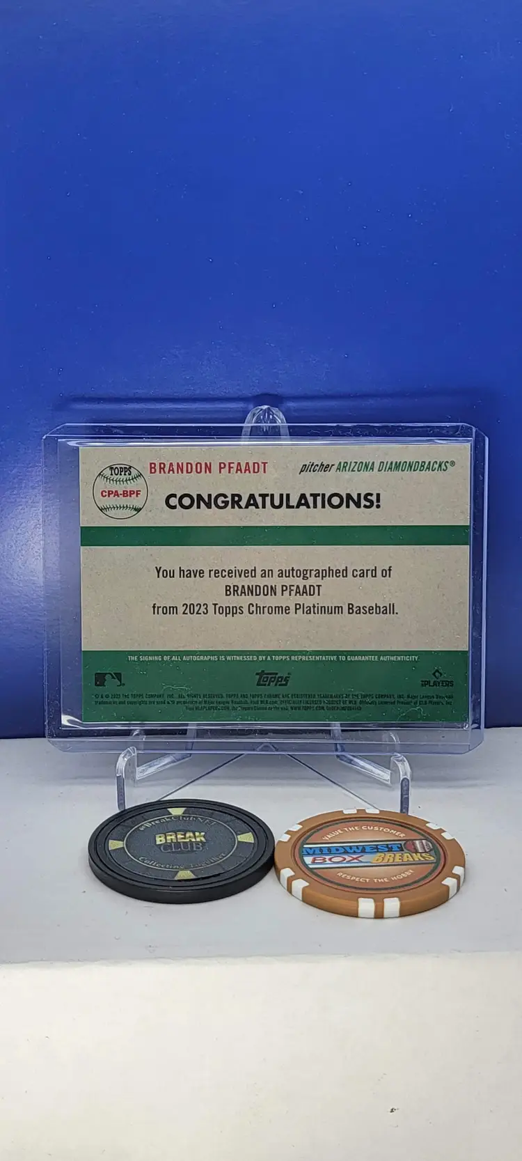 Brandon Pfaadt 2023 Topps Chrome Platinum Anniversary Rookie Auto #CPA-BPF RC Arizona Diamondbacks