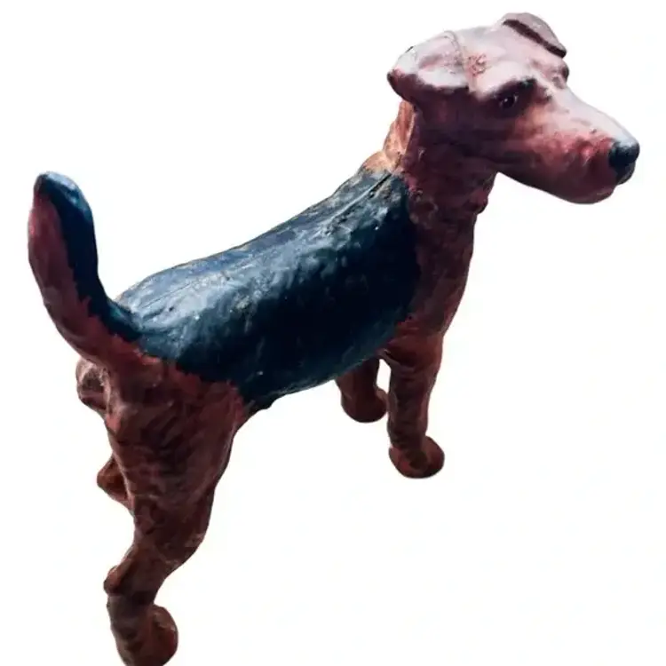 Antique Fox Terrier Cast Iron Doorstop Statue