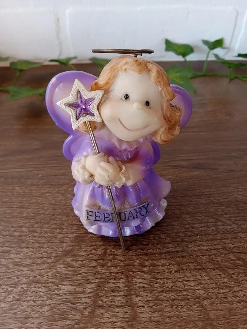 February Resin Birthday Angel Purple 3.5"
