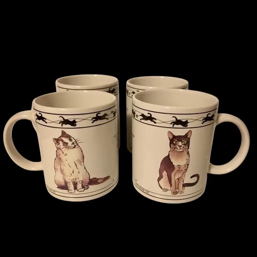 Set 4 Houston Harvest Cat Lovers Limited Collectable Cats Ceramic Coffee Mugs