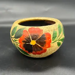Small Mexico Terracotta Pottery Planter Red Flower Floral Pot