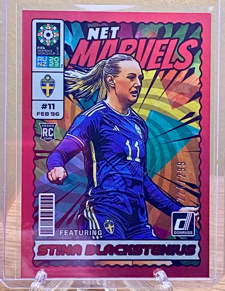 Stina Blackstenius Red /299 Net Marvels 2023 Donruss Women’s World Cup #11 RC Women’s Soccer