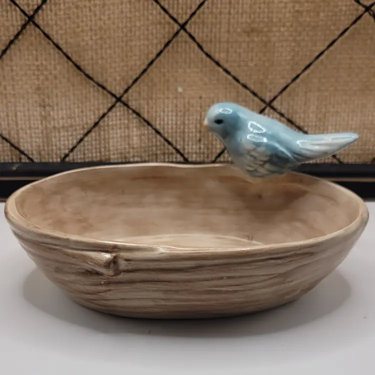 Ceramic Trinket Dish With Blue Bird