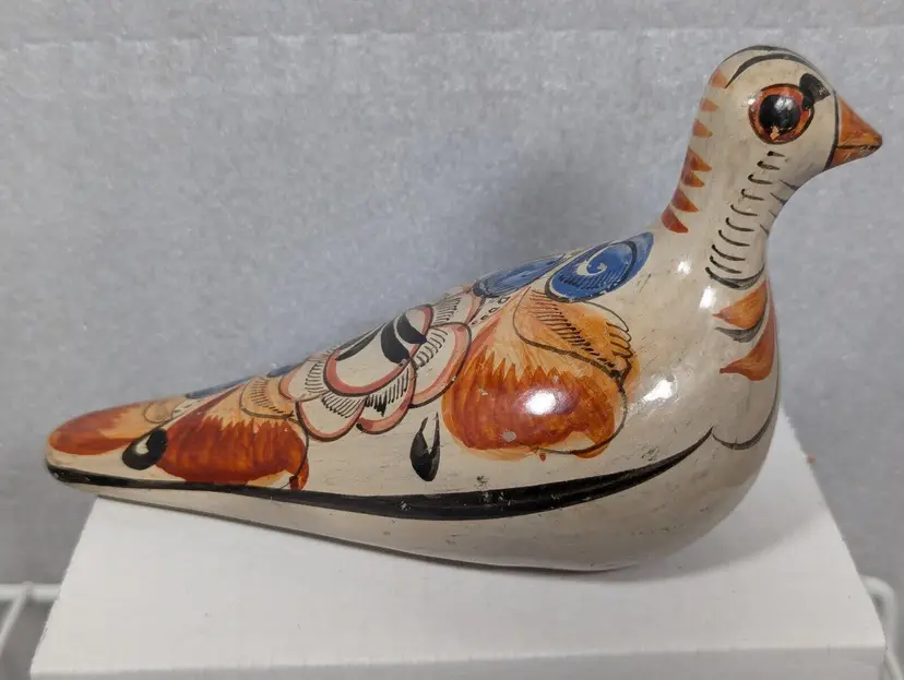 Vintage Tonala Talavera Hand Painted Dove Bird Mexican Ceramic Pottery TN13