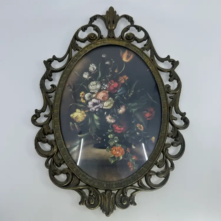 Bubble Glass & Brass Made In Italy Frame 10”