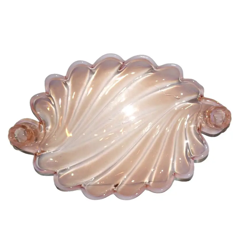 Duncan Miller VTG Sanibel Pink Opalescent Floating Garden w/ Candleholders, RARE!