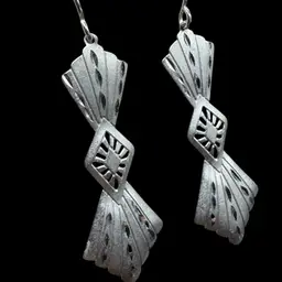 Vintage Art Deco Sterling Silver fan-style dangle earrings.