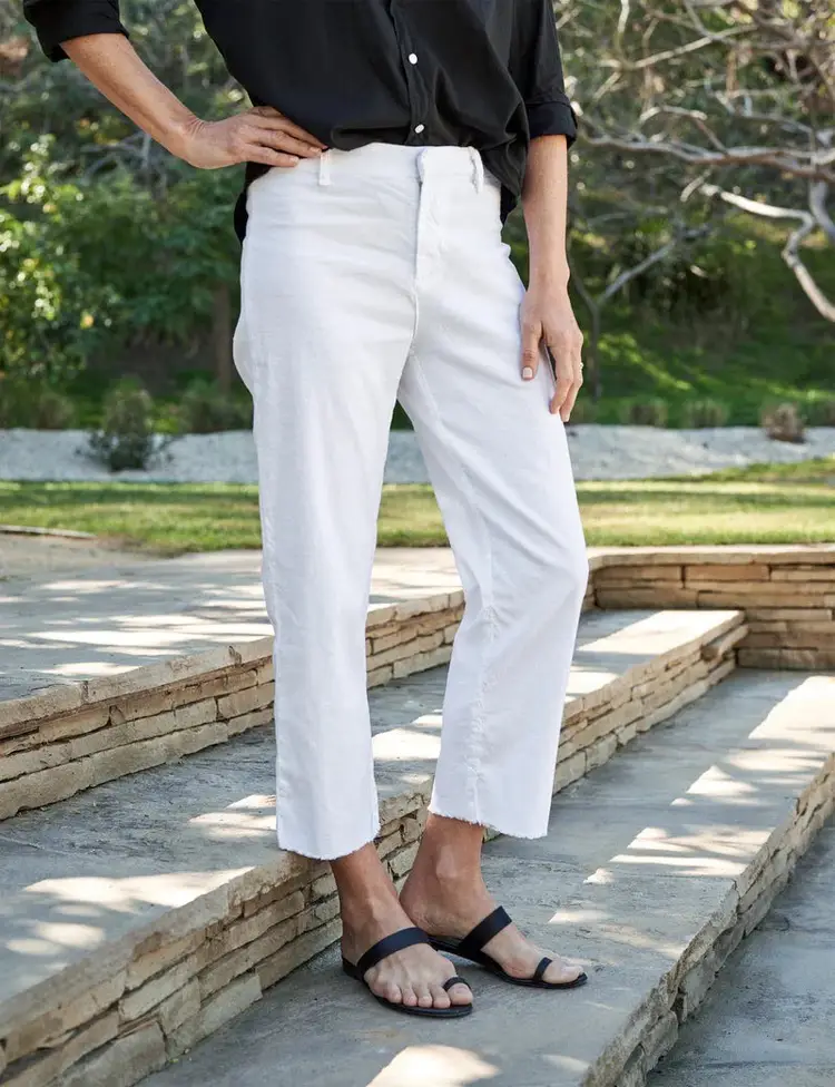 Frank & Eileen White Kinsale Cropped Linen Trouser Pant Size 0 0602S