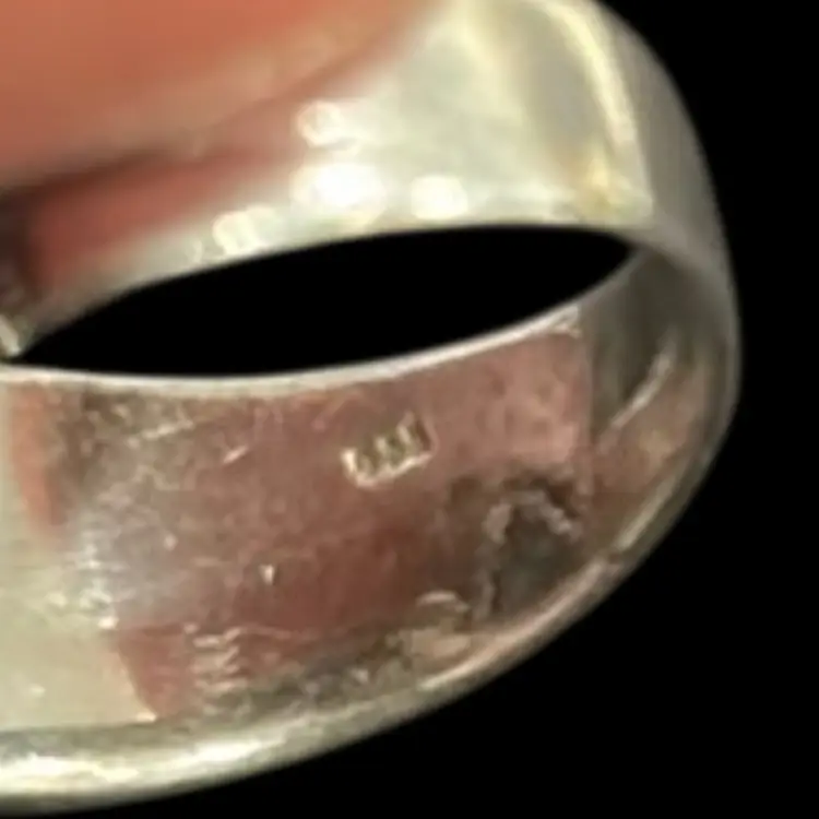 Sterling Silver, Marky, Black Onyx And Mother Of Pearl Double Heart Ring