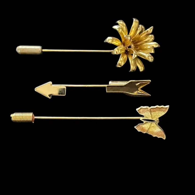 Pin Back Or Brooch As Pictured All Three Straight Pins