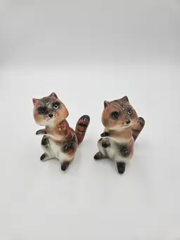 Artmark Hand Painted Racoon Salt and Pepper Shakers