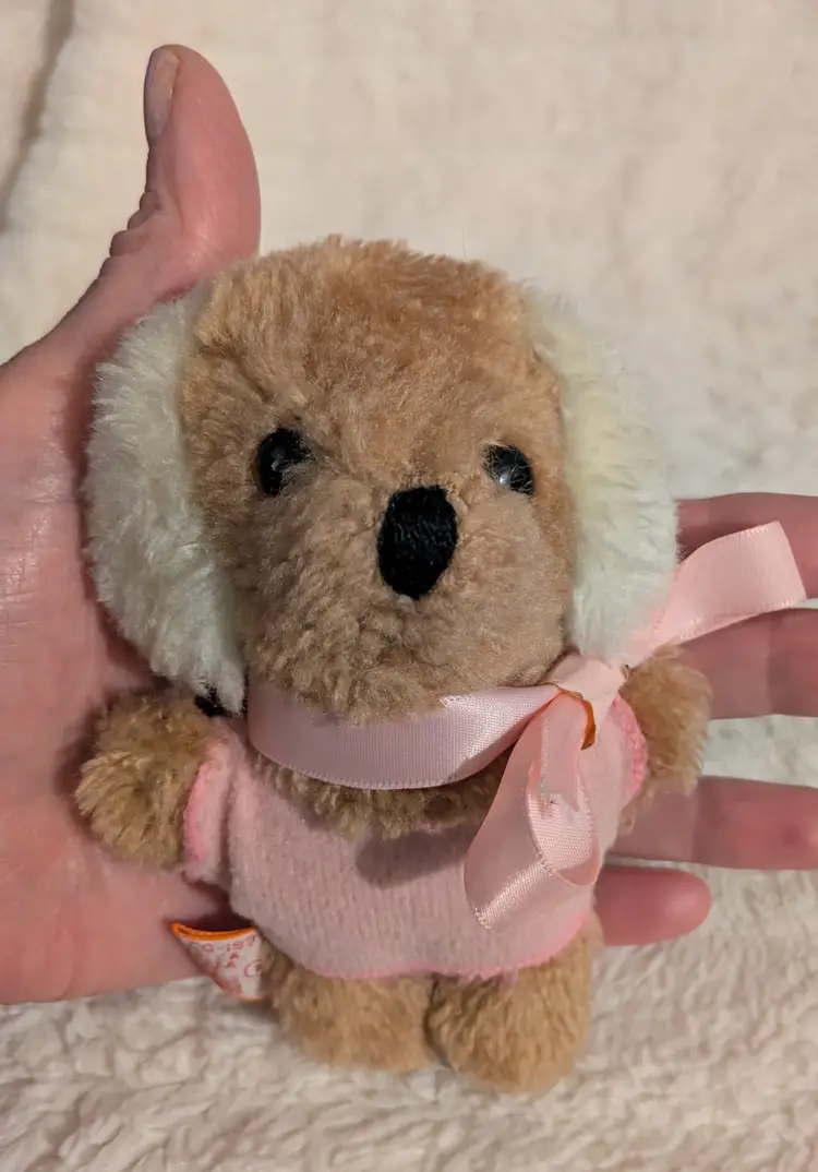 1977 R Dakin Baby Puppy Dog Stuffed Plush Pink Shirt RARE