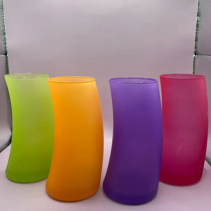 Libbey Set Of 4 Watusi Swerve Tumblers, 
6 1/4” Tall