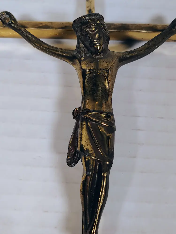 Vintage Crucifix 10" Bronze and Brass West Gremany