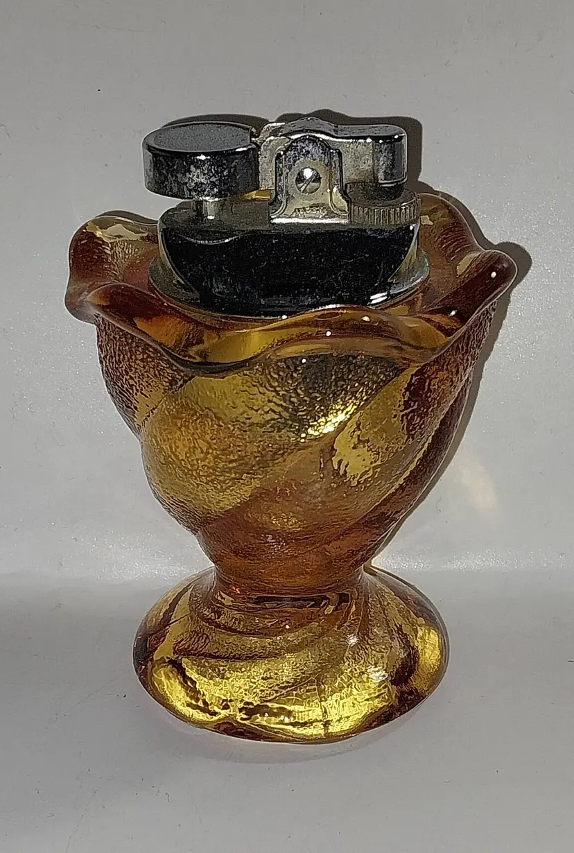 Fenton RARE Vintage 1960s Amber Glass Table Lighter