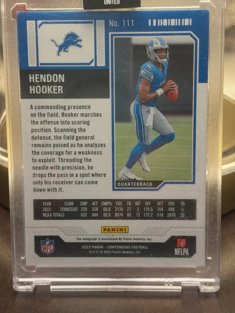 Hendon Hooker Rookie Ticket On Card Auto