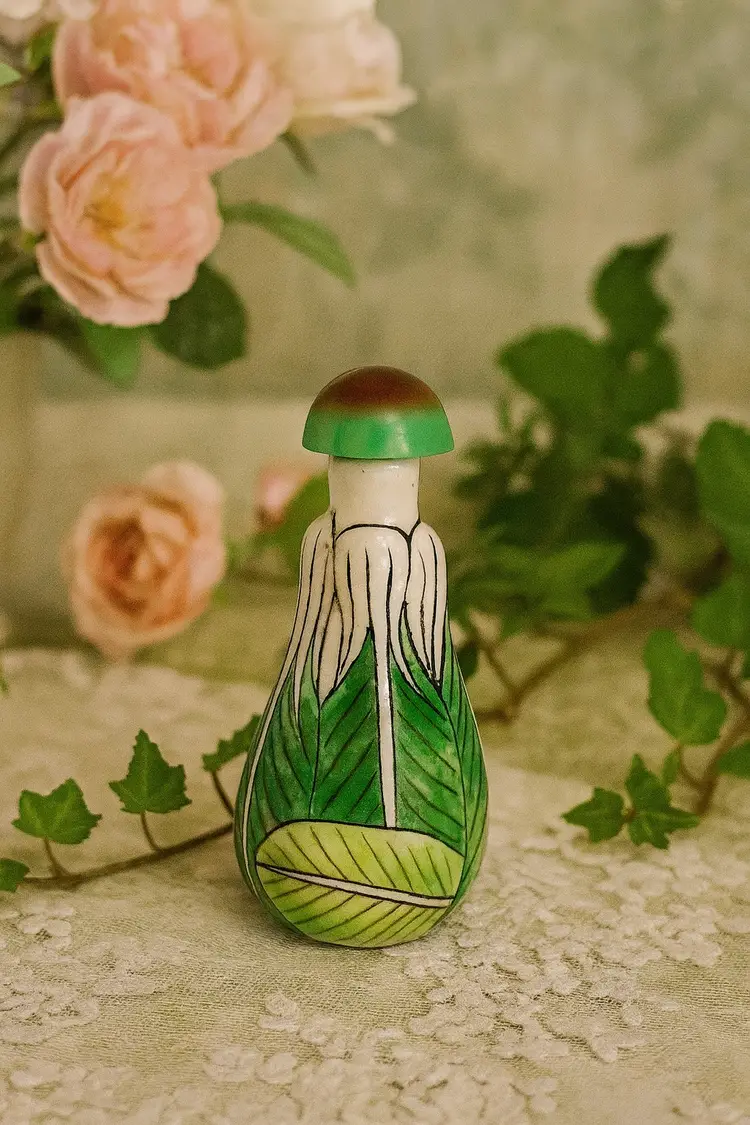 Vintage Majolica Snuff Bottle – Leaf Design