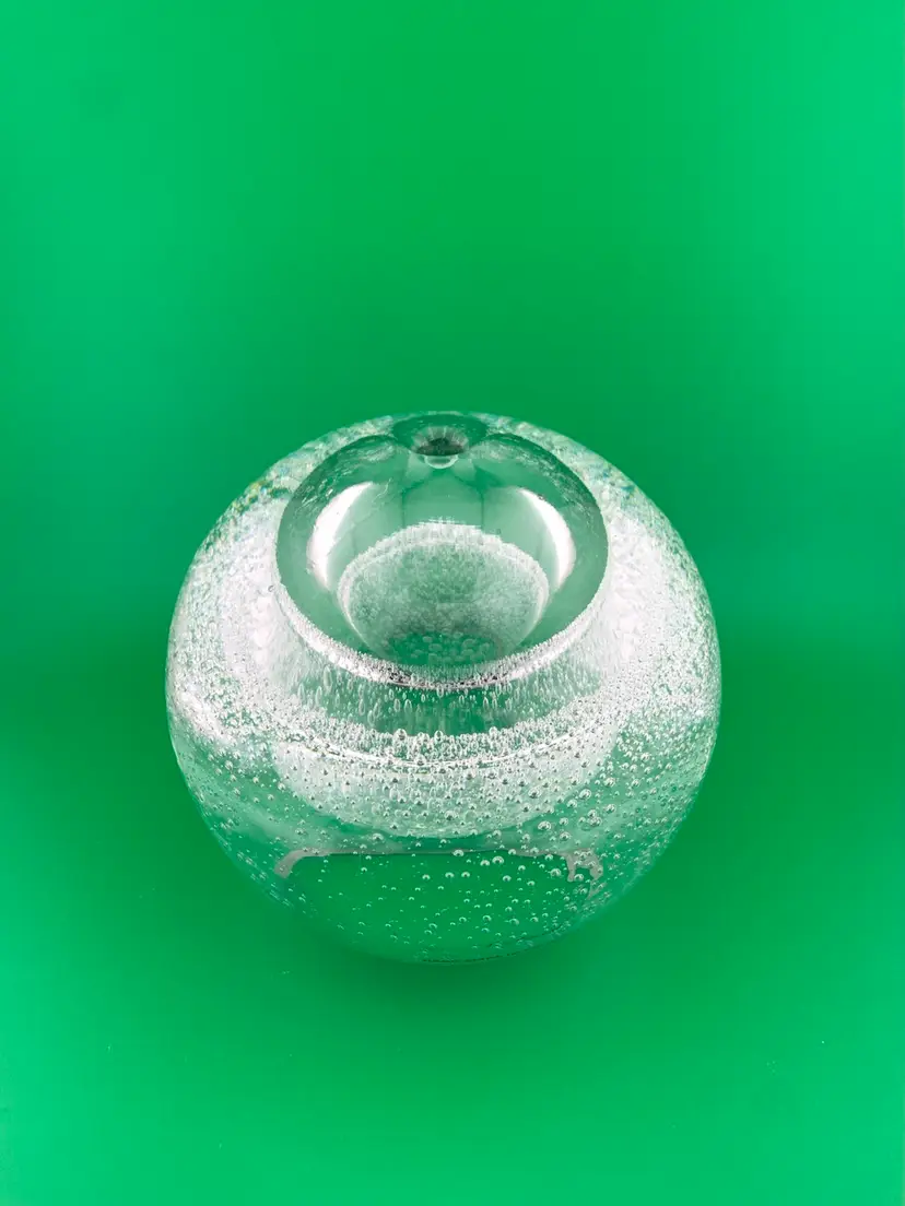 Made In Poland Mouth Blown Bubble Lamp / Bud Vase Heavy
