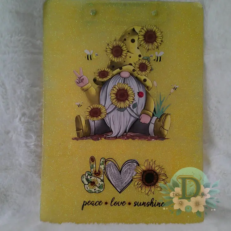 Peace Love Sunshine Gnome Clipboard