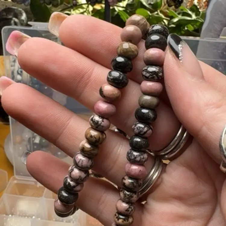 Rhodonite 8mm Rondell Bracelet