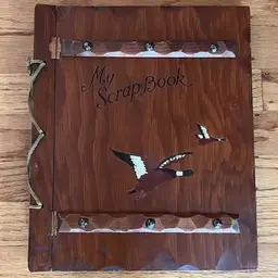 1950s "My Scrapbook" Photo Album Carved Wood with Painted Ducks 12" x 10"