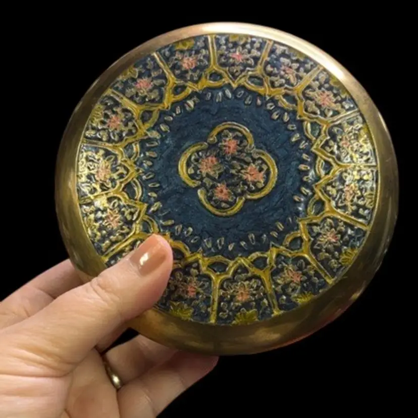 Brass Painted Trinket Box Made In India Glows