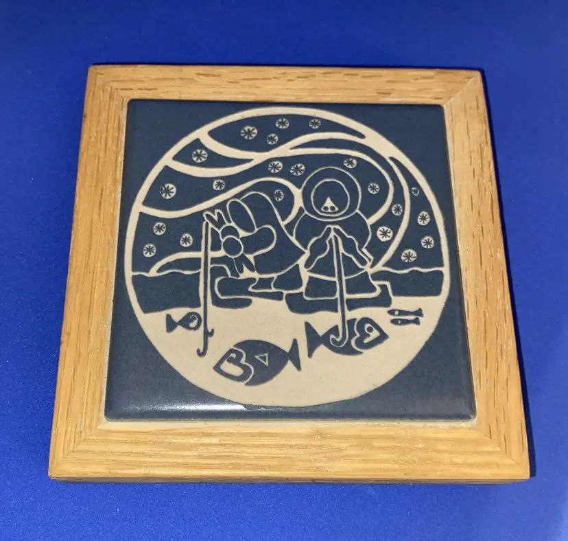 Meredith Mark Eskimo Design Handcrafted Art Tile Trivet 1989