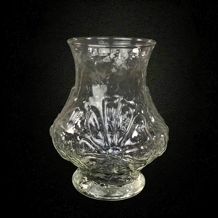 Anchor Hocking Rainflower Clear Vase Unique 1980 Home Decor Grandmacore Textured
