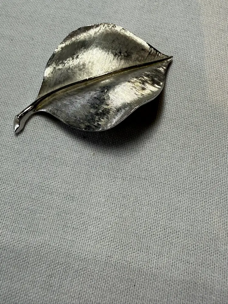 Crown Trifari Silver Ginkgo Brooch