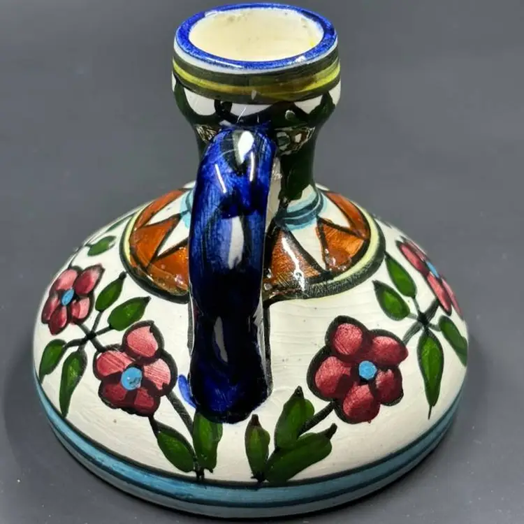 Talavera Style Hand-Painted Ceramic Candlestick