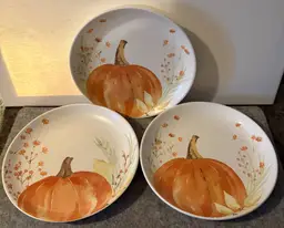 Set of 3 Linden Orange Pumpkin 8" Salad Plates  # 3195