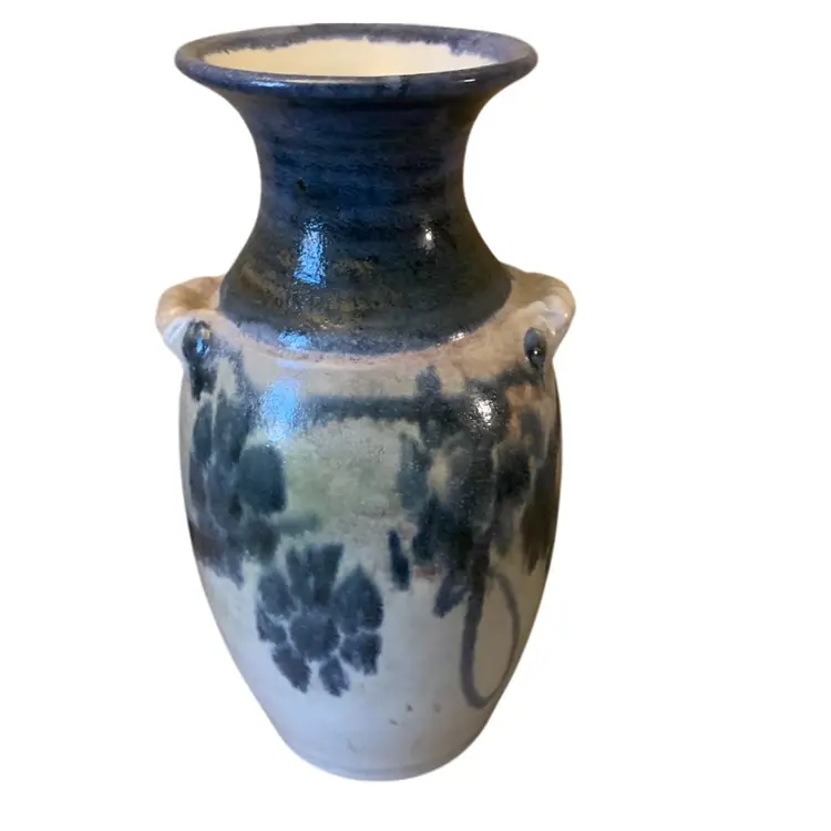 Ron Koczynski Salt Glaze Double Handle Vase 3 1/2 X 6 7/8 Inches 1981