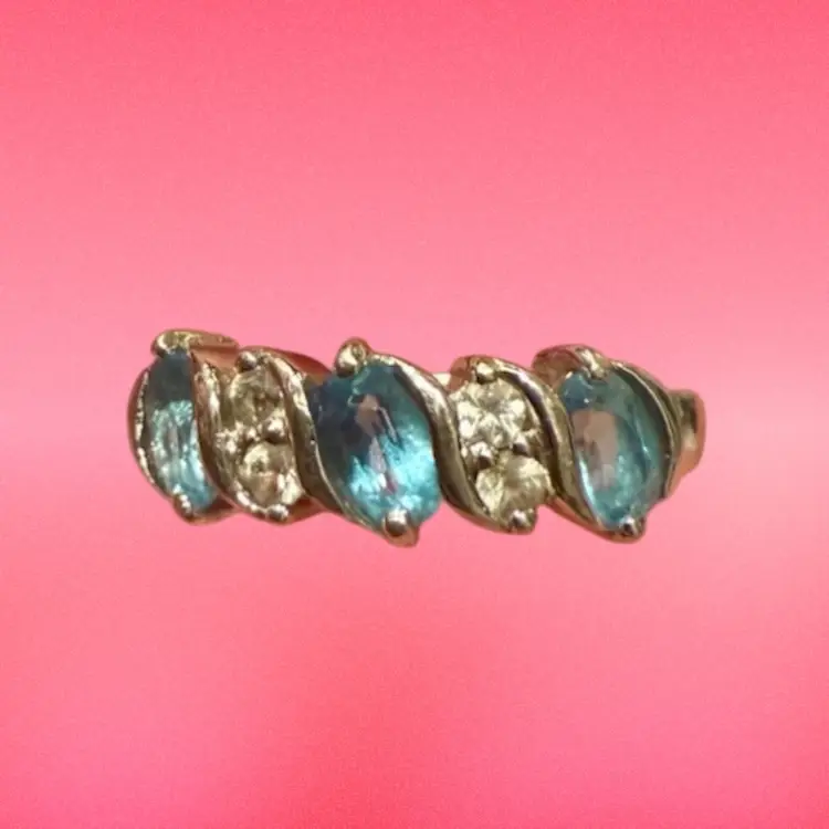 Gemminded Sterling Silver Blue & White Topaz Ring Size 2.7g, Size 5