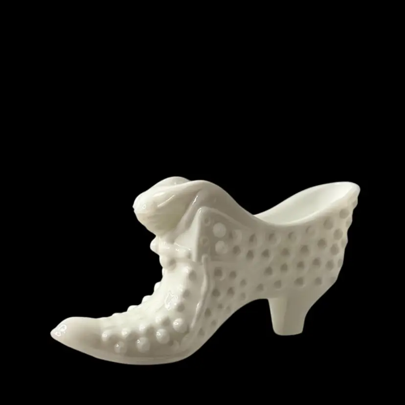 Fenton Milk Glass Hobnail Shoe Cat Head