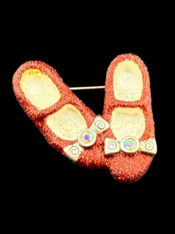 Ruby Red Slippers 1997 Brooch AB Rhinestones 1.5"