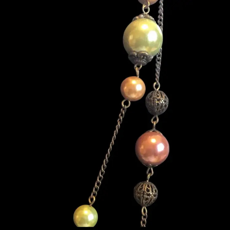 Extra Long Green & Pink Necklace