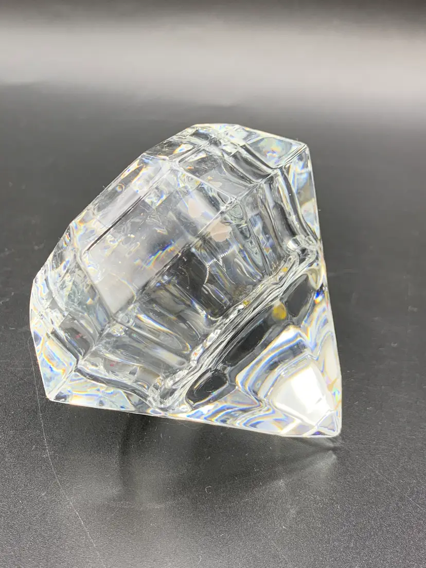 #27 - Crystal Partylite Solitaire Diamond Shaped Votive Candle Holder 3.25”