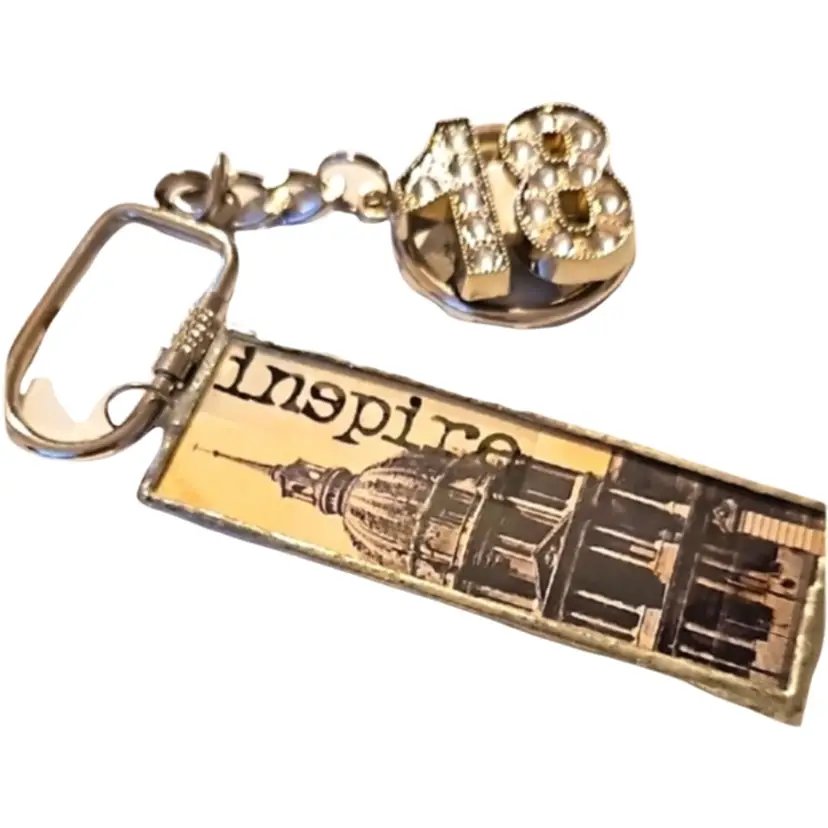Inspire Keychain with Rhinestone 18 Charm