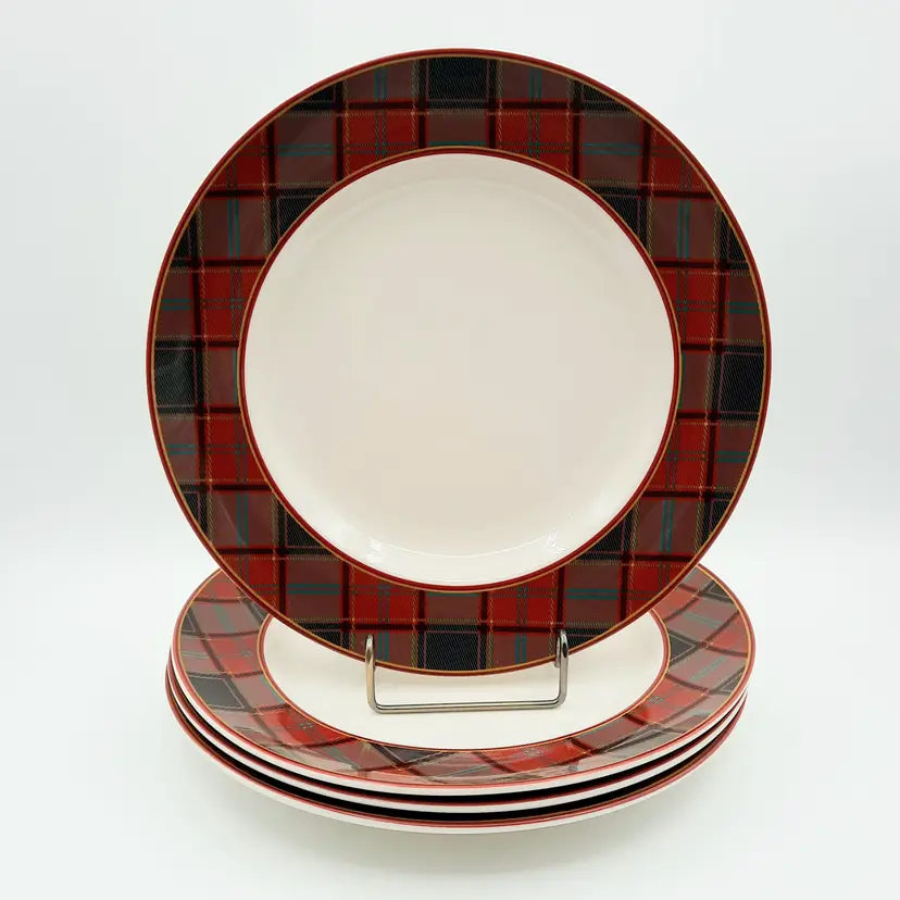 Spode Tartan Plaid Dinner Plates Set of 4