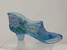 Fenton Princess Slipper Butterfly Garden on Ice Blue