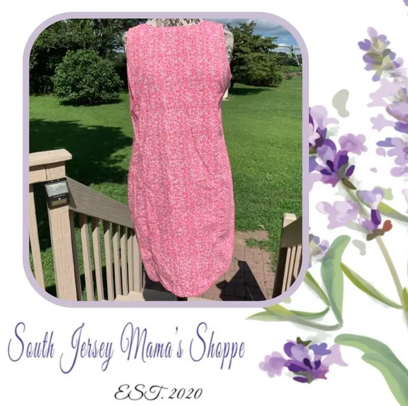 Vintage 1990s  Steena Size M Pink Floral Sleeveless Summer Dress