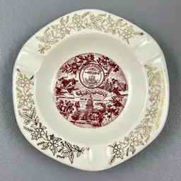 State Of Colorado Ceramic 3 Slot Ashtray 4.5" Souvenir Landmarks Skiing Mining
