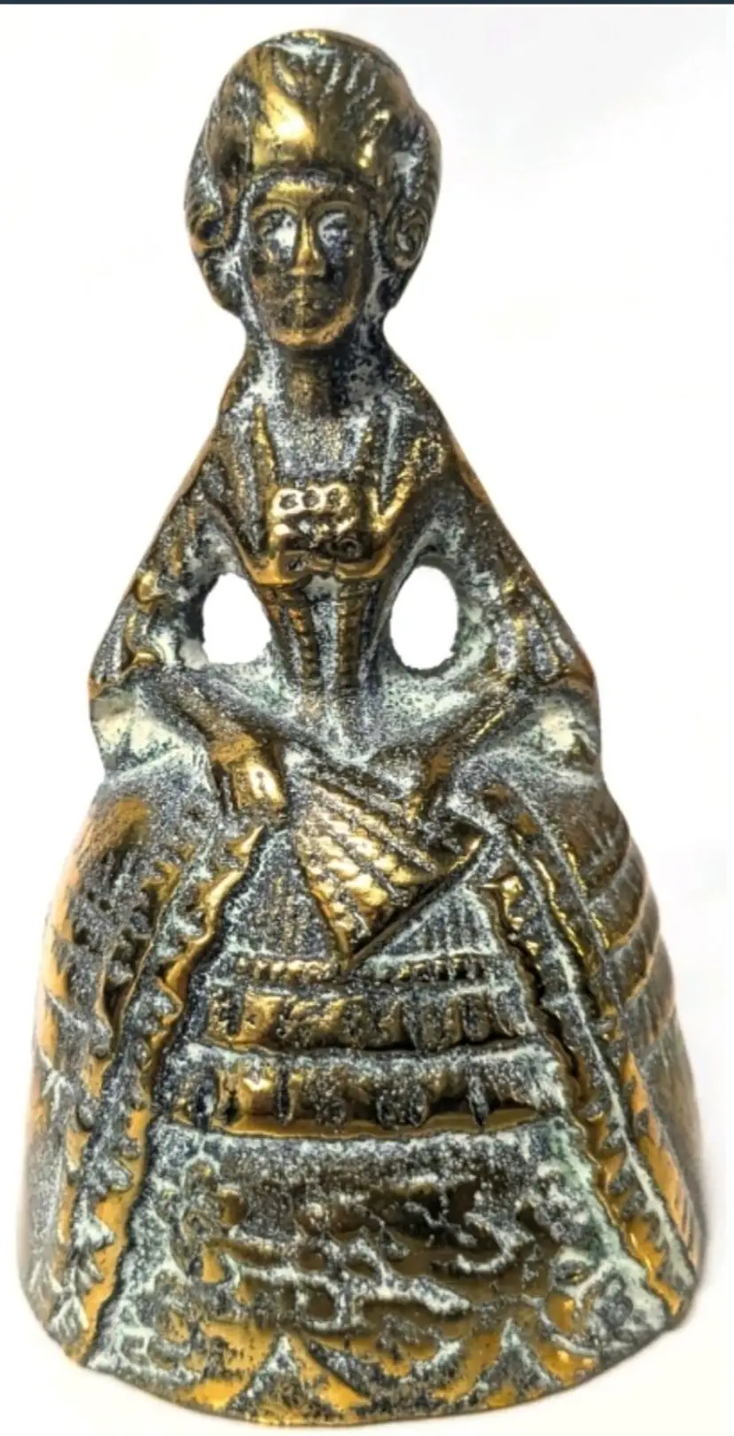 Vintage 1930s - 1940s Brass Victorian Lady Marie Antoinette Tea Bell / Table Bell