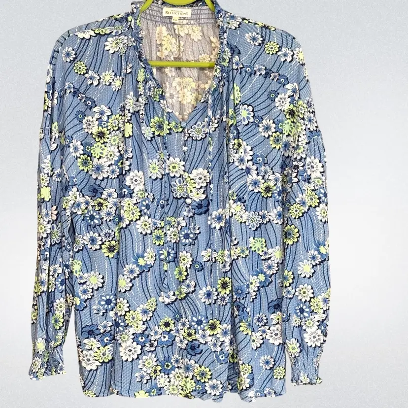 Groovy Floral Printed Northern Reflections Loose Blouse Sz. XXL
