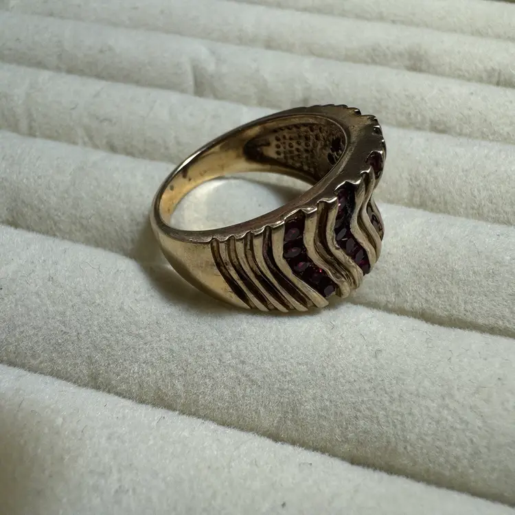 Gold Over Sterling Ruby Ring Sz 9