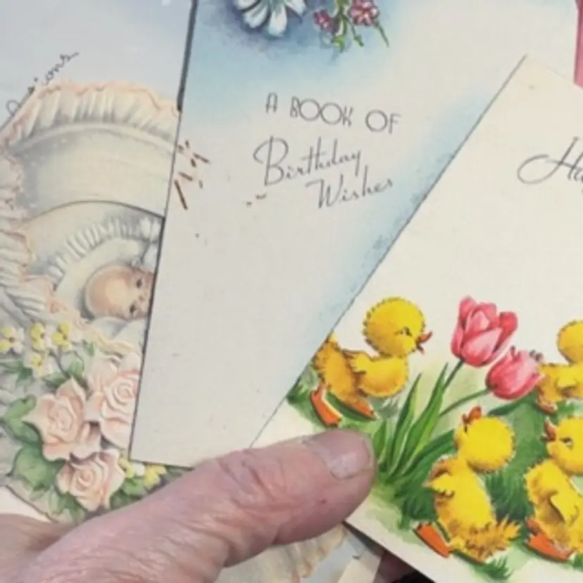 8 Vintage Mixed Cards Easter Birthday Newborn - Unsigned Or Penciled