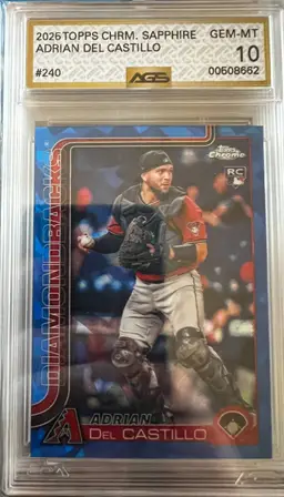 Adrian Del Castillo 2026 Topps Chrome Sapphire RC AGS 10
