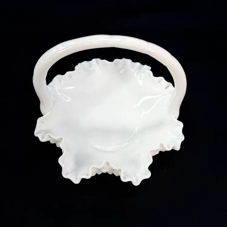 Fenton Hobnail Milk Glass Basket