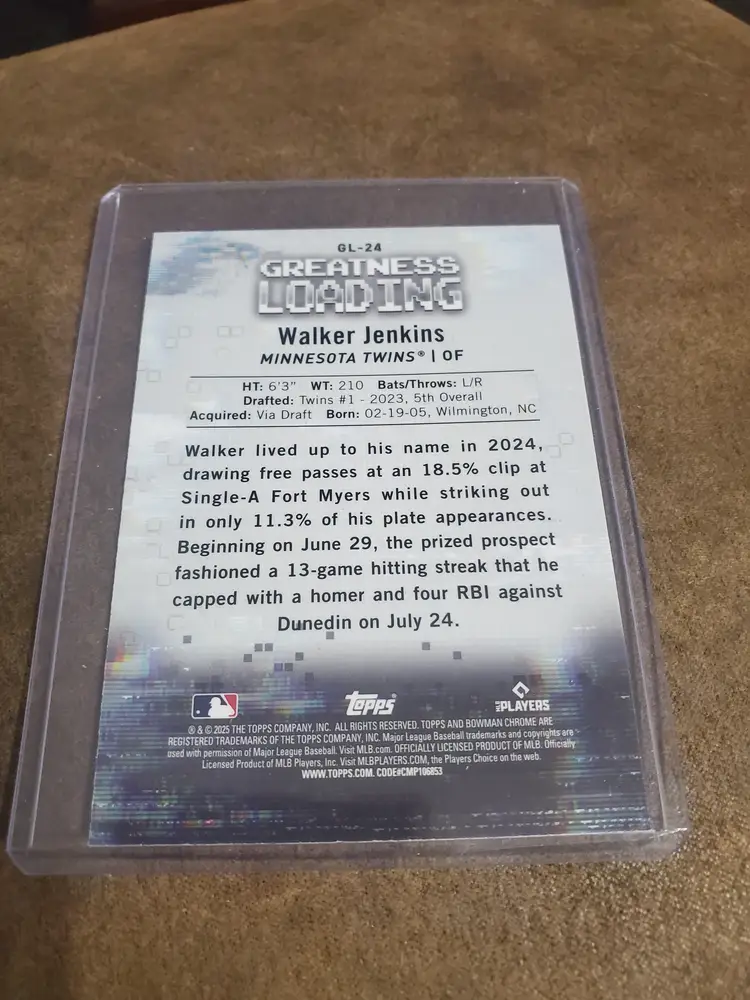 2025 Bowman Chrome Walker Jenkins Greatness Loading Insert