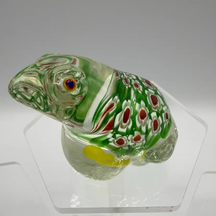Clear Glass Frog Millifiori Belly